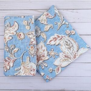 Fabric Dinner Napkins Woven Jacobean Blue Paisley 20x20 inch Set of 4